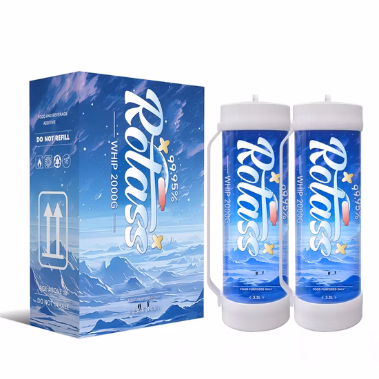 Vente en gros Lustgas N2o gaz oxyde nitreux 3.3L 2kg chargeurs de crème bidons de crème 2000g cartouche de gaz hilarant fouet crème chargeur